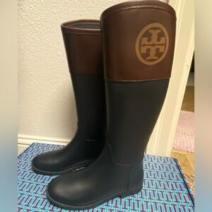 Tory Burch Black and Brown Tall Boots